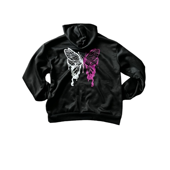 SHEIN Women’s Plus Size Butterfly Print Draw String Hoodie. - Picture 4 of 4